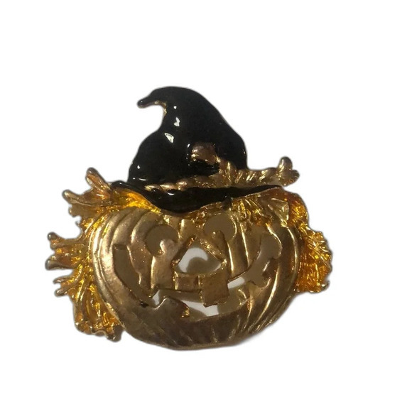 Vintage Jack O Lantern‎ Pumpkin JJ enamel brooch - Picture 1 of 5